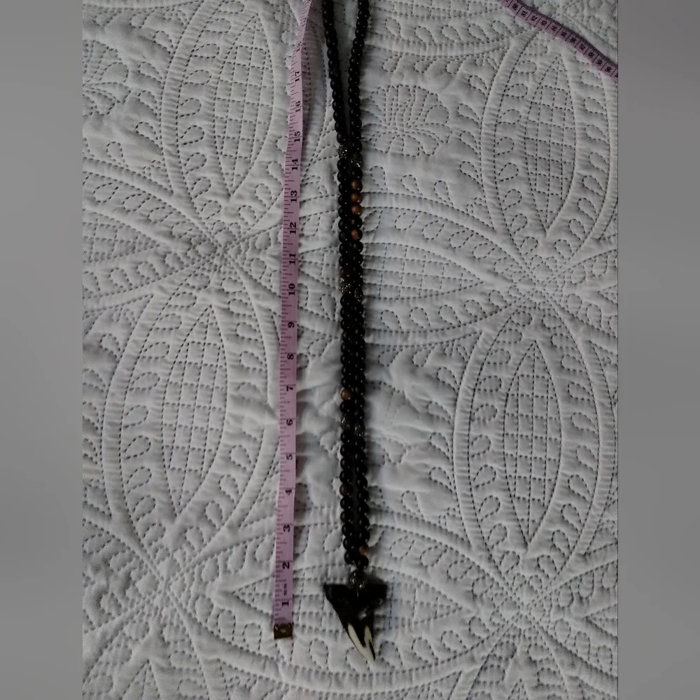 Beaded Necklace Faux Shark Tooth